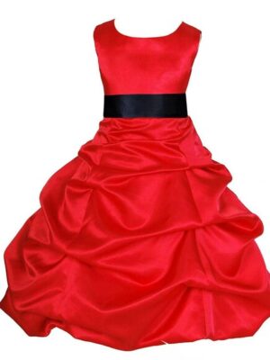 red color knee length cotton frock for girl