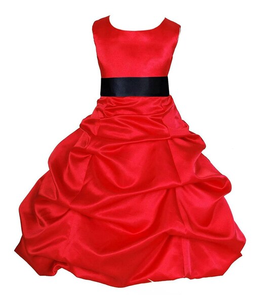 red color knee length cotton frock for girl